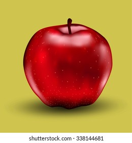 vector illustration of a ripe red apple from a tree for a vegetarian salad and other tasty recipes