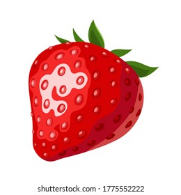 Vector illustration of a ripe red strawberry isolated on a white background.