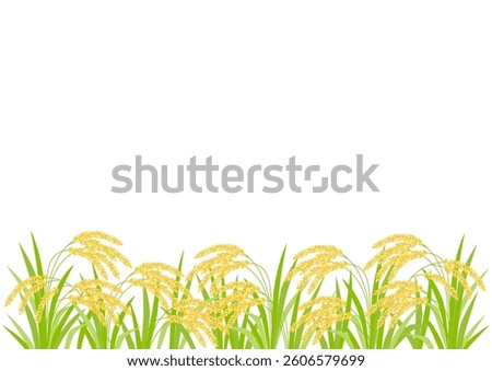 Vector illustration of a ripe rice ear. The margin is text space. White background.
