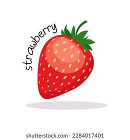 Vector illustration of ripe strawberries. Fruit illustration in flat style isolated on white background.