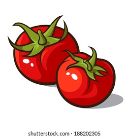 Vector illustration of ripe tomatoes, isolated on a white background