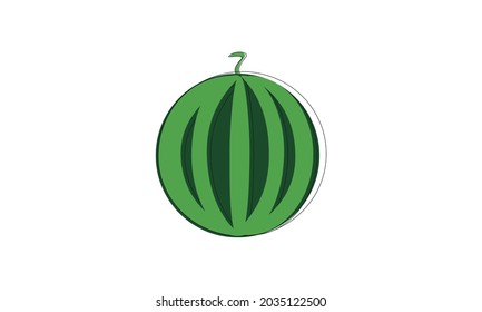 Vector illustration of a ripe watermelon on a white background. Berries icon for farm market menu. Ecological design of healthy food