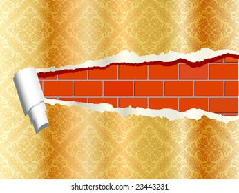 vector illustration of the ripped wallpaper