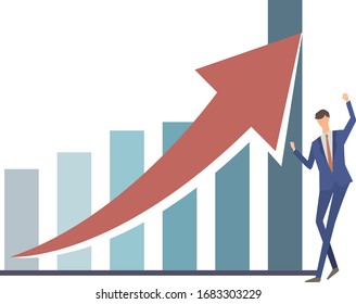Vector illustration of rising graph. For business.