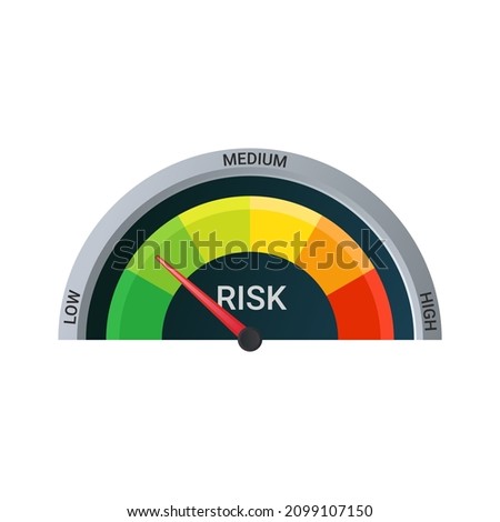 Vector illustration of risk level gauge. Suitable for design element of business risk infographic, survey result presentation, and security level performance.