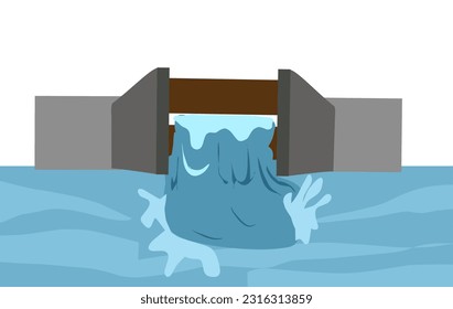 vector illustration of river dam