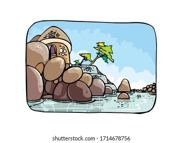 Vector illustration of river landscape
