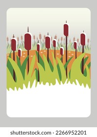 Vector illustration of a river reed. It can be used as a playing card, educational drawing for kids, learning element.