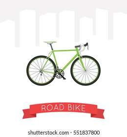 Vector illustration of road bike in flat style. 