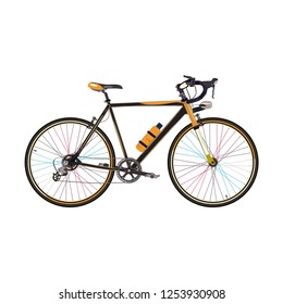 Vector illustration of road bike isolated on white background. Road racing bicycle without rear and front fenders   in flat style.