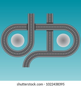 Vector illustration of road branch