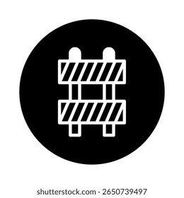Vector illustration of a road closed barrier sign in black and white for web design and prints