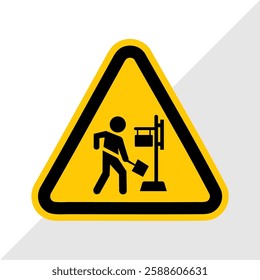 Vector Illustration of Road Construction Warning Signs – Under Construction, Road Work Ahead, Man Digging Ground, Work in Progress, Caution and Hazard Signs for Traffic Safety