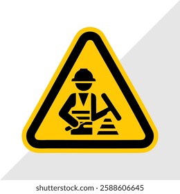 Vector Illustration of Road Construction Warning Signs – Under Construction, Road Work Ahead, Man Digging Ground, Work in Progress, Caution and Hazard Signs for Traffic Safety