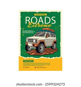 Vector illustration of road extreme flyer poster template design
