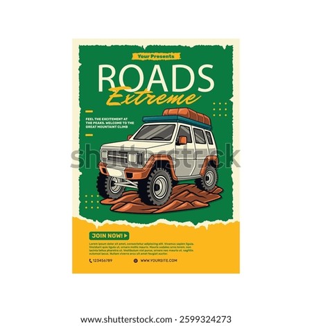 Vector illustration of road extreme flyer poster template design