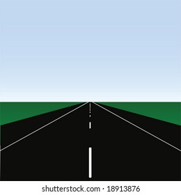 Vector illustration of a road fading into the horizon on a clear day