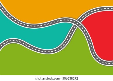 Vector illustration of road. Four colored border