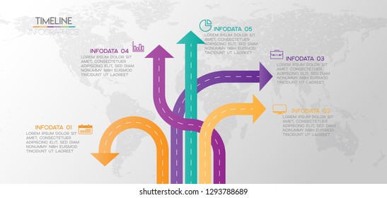 vector illustration road Infographic design template with icons and 5 options or steps. Can be used for process, presentations, layout, banner,info graph. 