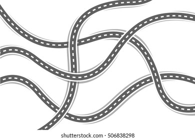 Vector illustration of road junction on white background