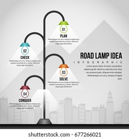 Ilustración vectorial de la idea de luz de carretera elemento de diseño infográfico.