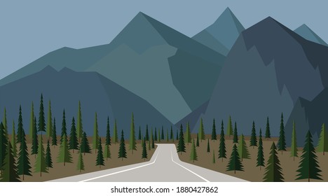 ilustración vectorial del paisaje montañoso