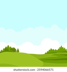 vector illustration of road and meadow scenery