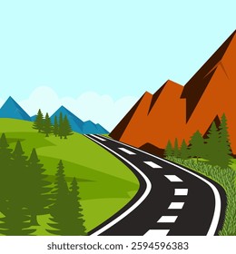 vector illustration of road and mountains
