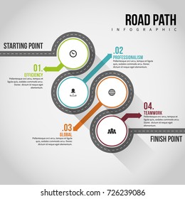 Vector illustration of road path infographic design element.