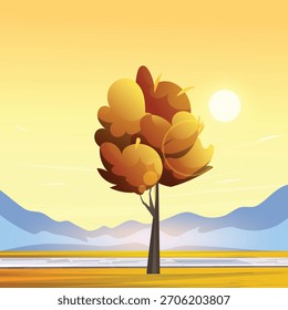 vector illustration of a road with roads and sunset