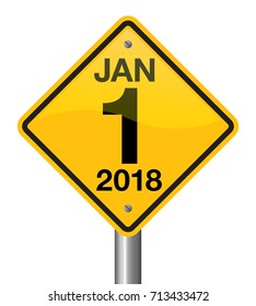 Vector illustration of road sign 2018. New Year is coming, wish you all the best as always in this coming new year.