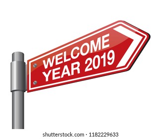 Vector illustration of road sign 2019. New Year is coming, wish you all the best as always in this coming new year.