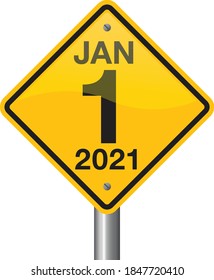 Vector illustration of road sign 2021. New Year is coming, wish you all the best as always in this coming new year.
