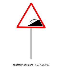 Vector illustration of road sign attention uphill