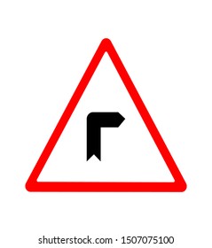 Vector illustration road sign attention dangerous turn