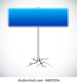 Vector illustration of road sign with blue frame for any text.