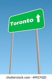 Vector illustration - road sign with direction forward to Toronto, Canada
