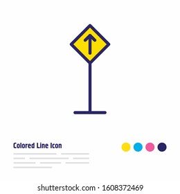 Vector illustration of road sign icon colored line. Beautiful navigation element also can be used as guidepost icon element.