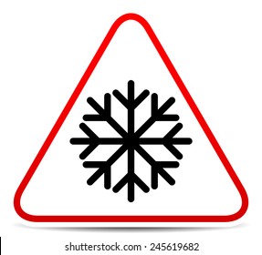 Vector illustration of a road sign with snowflake symbol. Extreme weather, storm. Eps 10