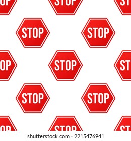 Vector illustration of road signs isolated on white background. Traffic signs seamless pattern.