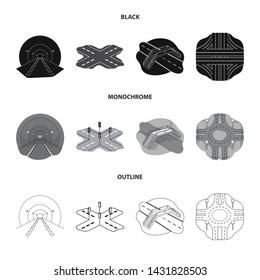 Vector illustration of road and street symbol. Set of road and highway vector icon for stock.