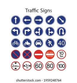 Vector illustration of road warning traffic sign. Art design traffic regulatory sign template on white background.