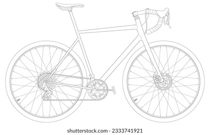 Ilustración vectorial de una bicicleta de carretera con derailleur