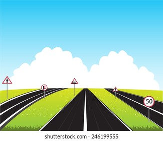 Vector illustration of the roads in year field