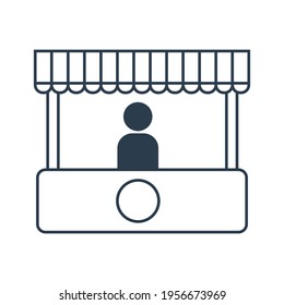 Ilustración vectorial de un icono de una tienda de carretera con estilo de contorno. Es bueno para activos gráficos en diseño web, interfaz de usuario, banners y folletos. diseño sencillo.