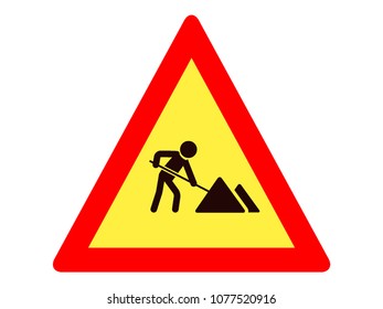 Vector illustration of a Roadworks ahead Warning Traffic Sign