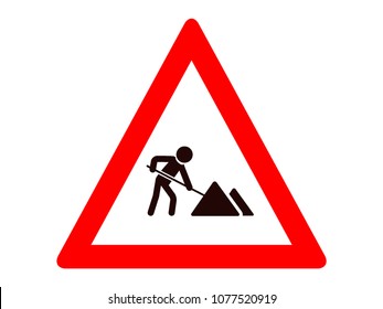 Vector illustration of a Roadworks ahead Warning Traffic Sign