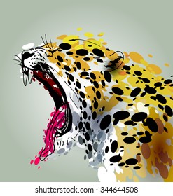 Vector illustration roaring Jaguar