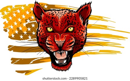 vector illustration of Roaring leopard head design