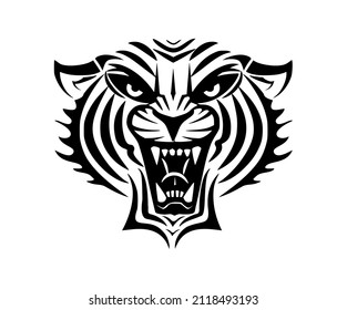 Vector Illustration Roaring Tiger Face On Stock Vector (Royalty Free ...